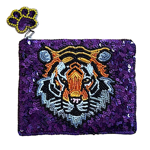LSU Tiger Coin Purse, Geaux Tigers Football Game Day, Lily Posh NEW - Picture 1 of 3
